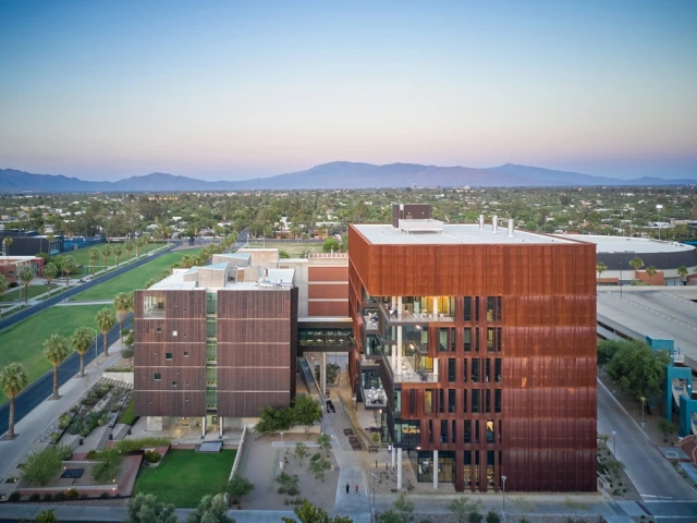 Areal view of research building at U of A.