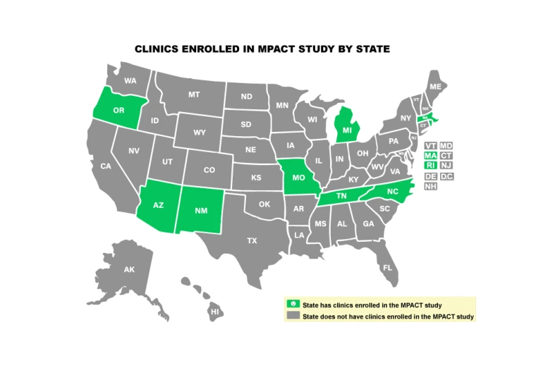 Map of clinics' enrollment in study