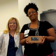 Jocelyn Nelms receives the Old Main Brick Award