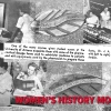 Old black and white newspaper photos and captions, with "Women's History Month" in red at the bottom.