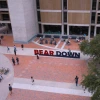 Airial view of the University of Arizona campus and "Bear Down" letters.
